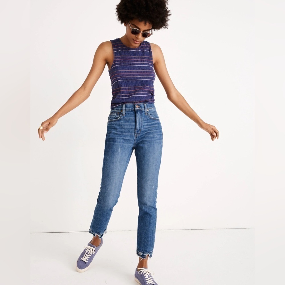 Madewell The High Rise Slim Crop Boyjean Jeans in Melbourne Wash 24